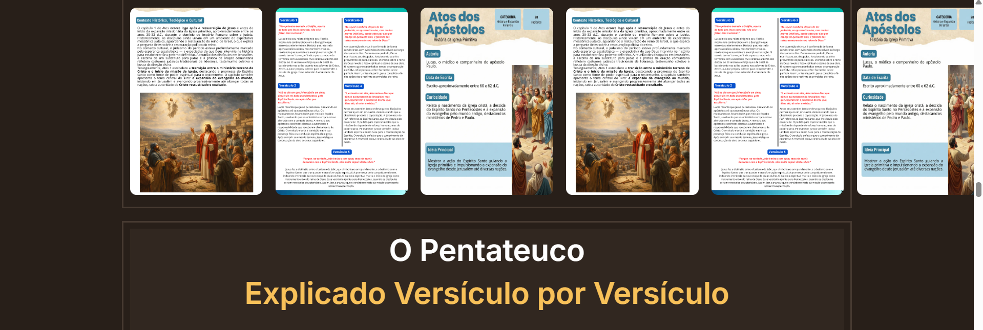 Páginas de Atos dos Apóstolos e O Pentateuco