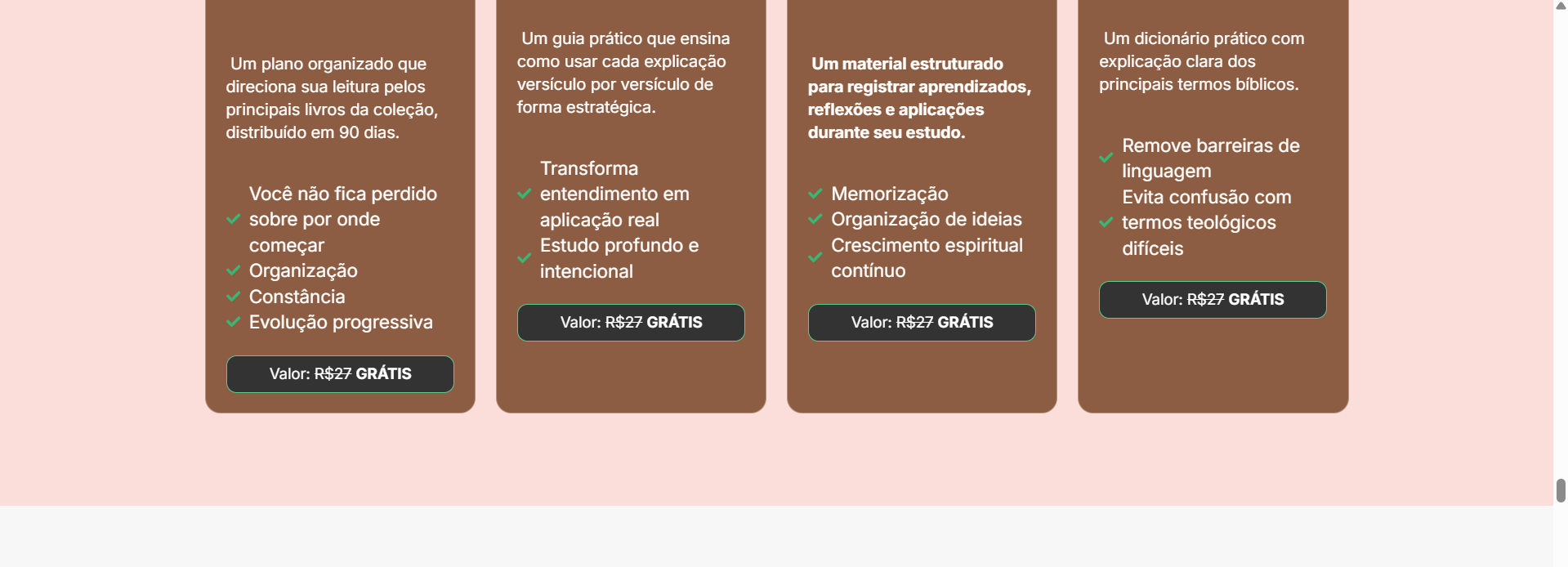 Detalhes dos bônus grátis