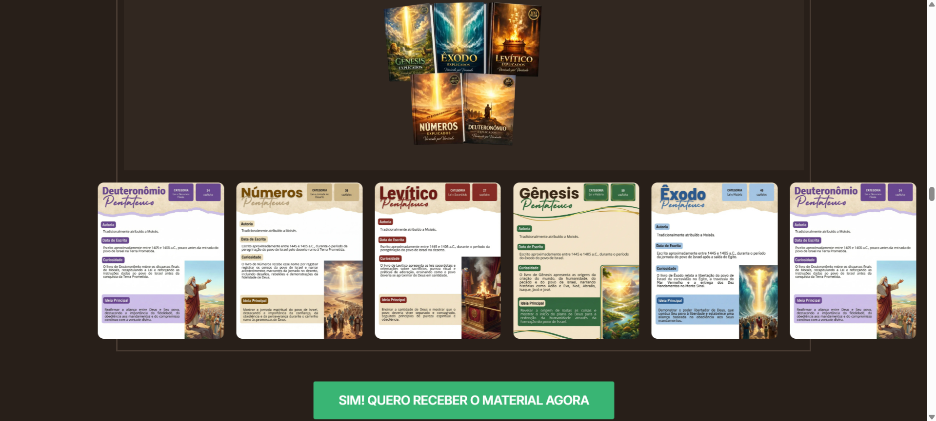 Pentateuco explicado e chamada para receber o material