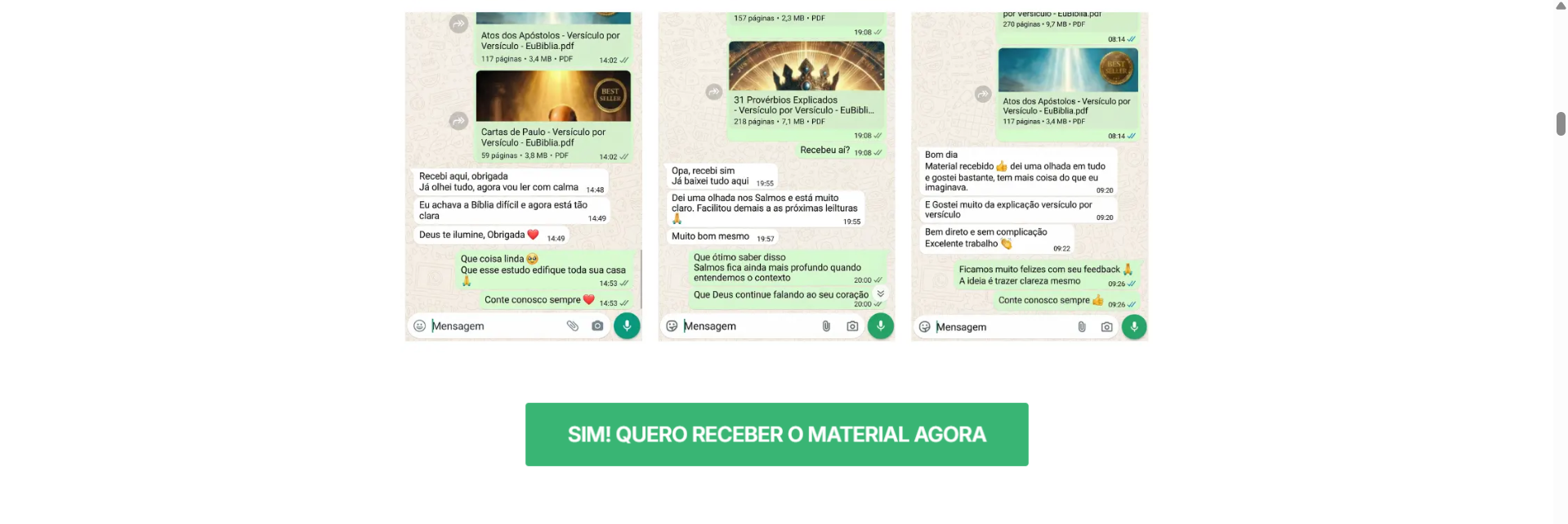 Mais depoimentos e chamada para ação
